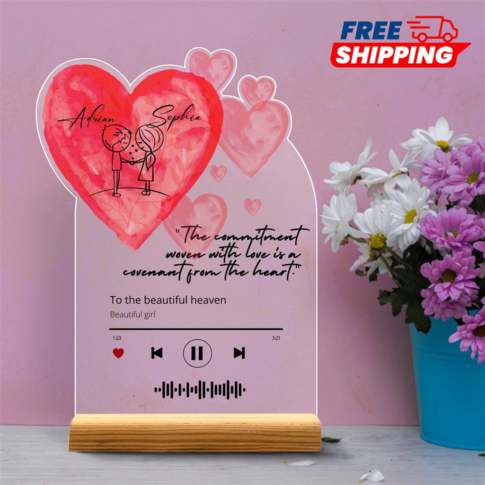 Personalized Song Plaque,Song Acrylic Glass,Gifts For Her, Gifts For Him, Valentines Couple Gift, Photo And Music Gifts,Valentine's Day Gift