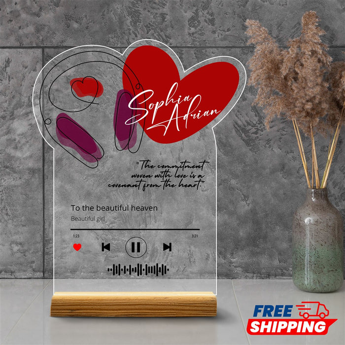 Personalized Song Plaque,Song Acrylic Glass,Gifts For Her, Gifts For Him, Valentines Couple Gift, Photo And Music Gifts,Valentine's Day Gift