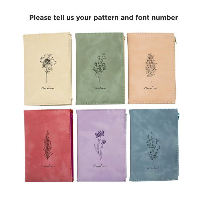Personalized Notebook Set, Business Card Holder and Pen Set with Zipper, Daily Notebook, Gift Set, Memory Notebook Set, Stitched Notebook